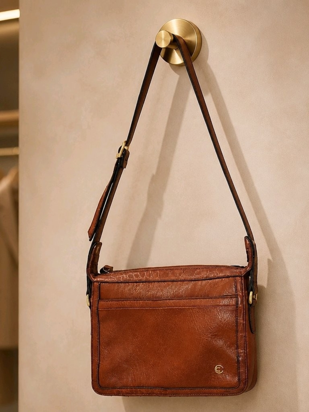 Vintage Cornell Brown Leather Multi Pocket Organizer Purse